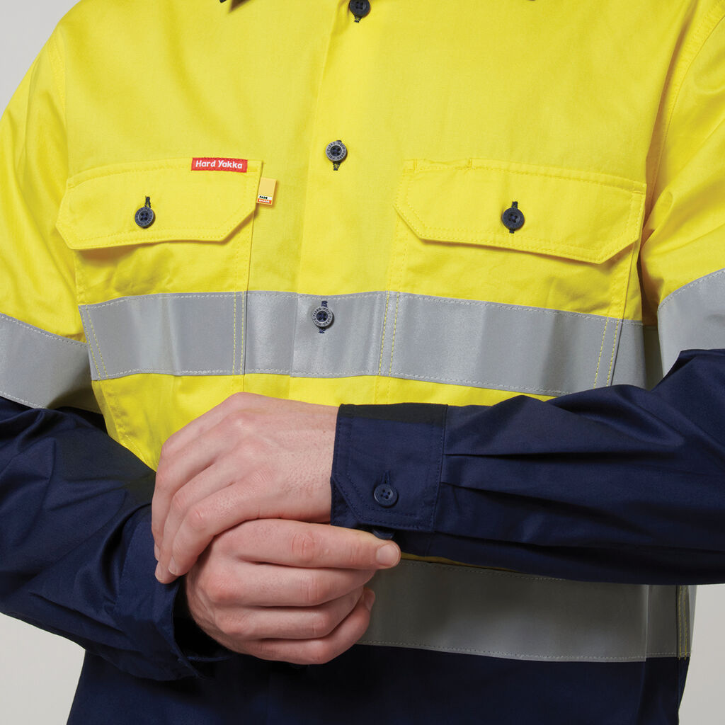 Core Hi-Vis Long Sleeve 2 Tone Taped Vented Cotton Shirt