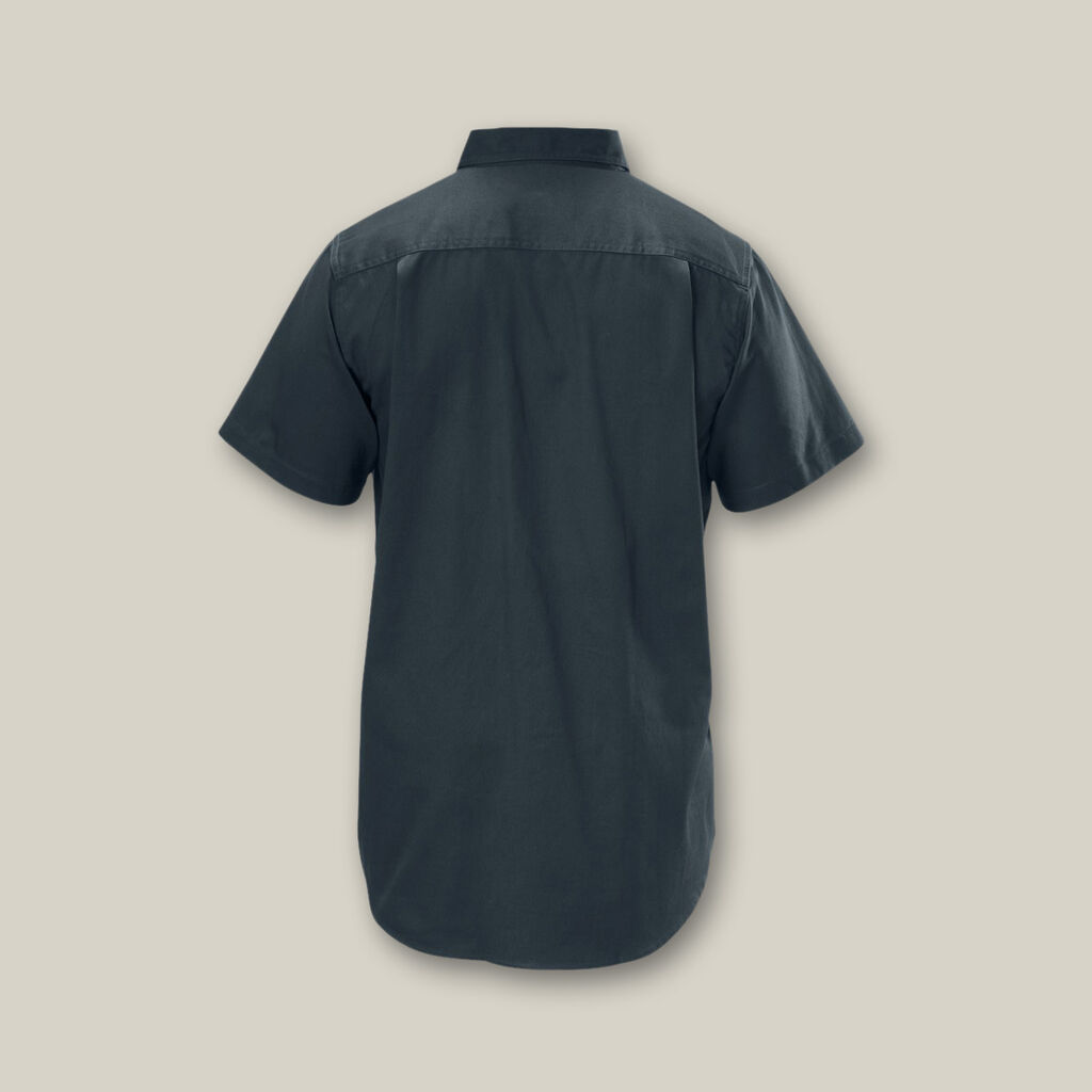 Short Sleeve Open Front Cotton Drill Work Shirt