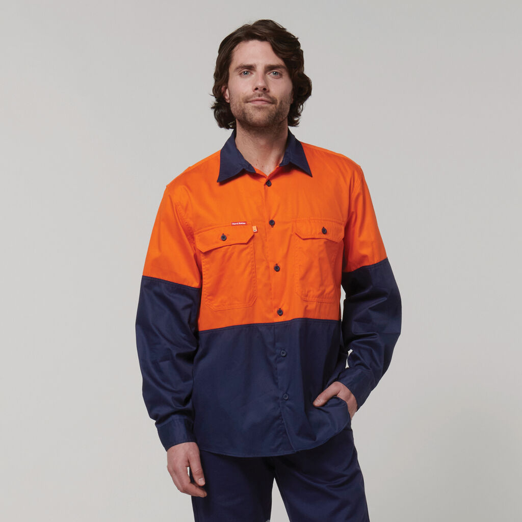 Core Hi-Vis Long Sleeve 2 Tone Vented Cotton Shirt