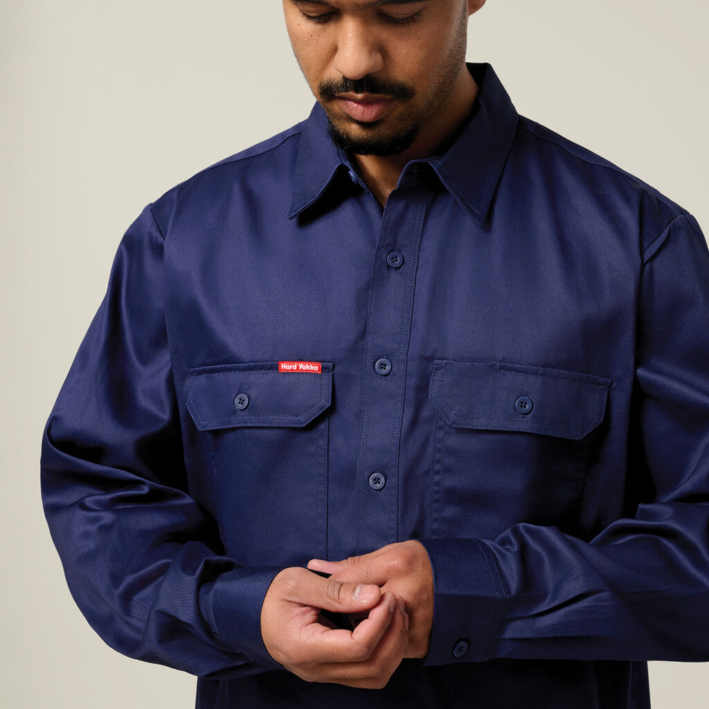 Long Sleeve Closed Front Cotton Drill Work Shirt