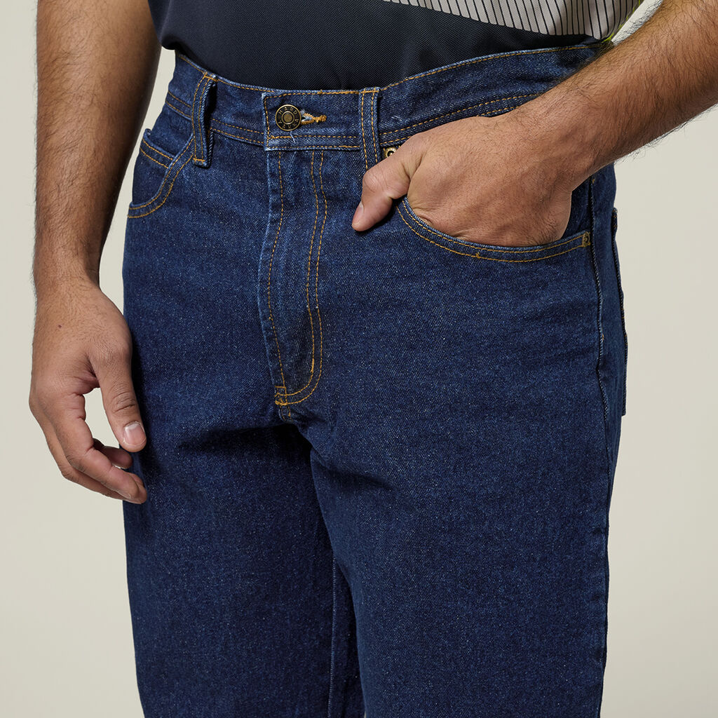 Enzyme Washed Straight Leg Taped Denim Jeans