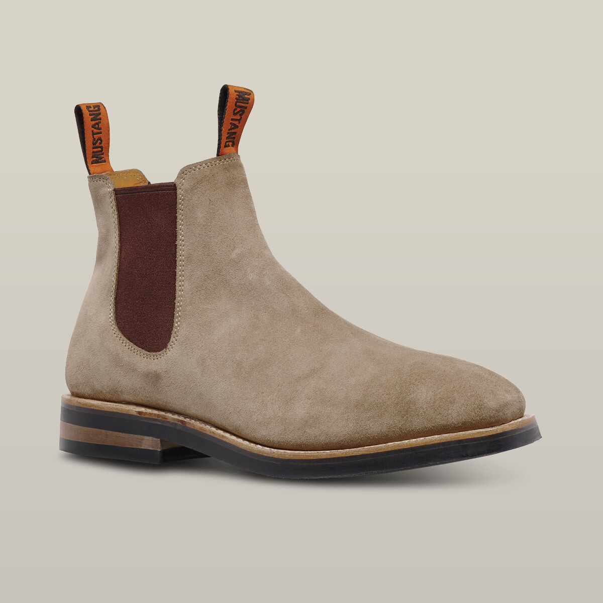 Mustang Signature Pull-up Leather Boot - Taupe Suede | Hard Yakka