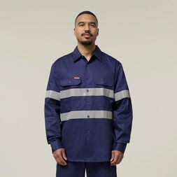Hi-Vis Cotton Drill Long Sleeve Taped Shirt