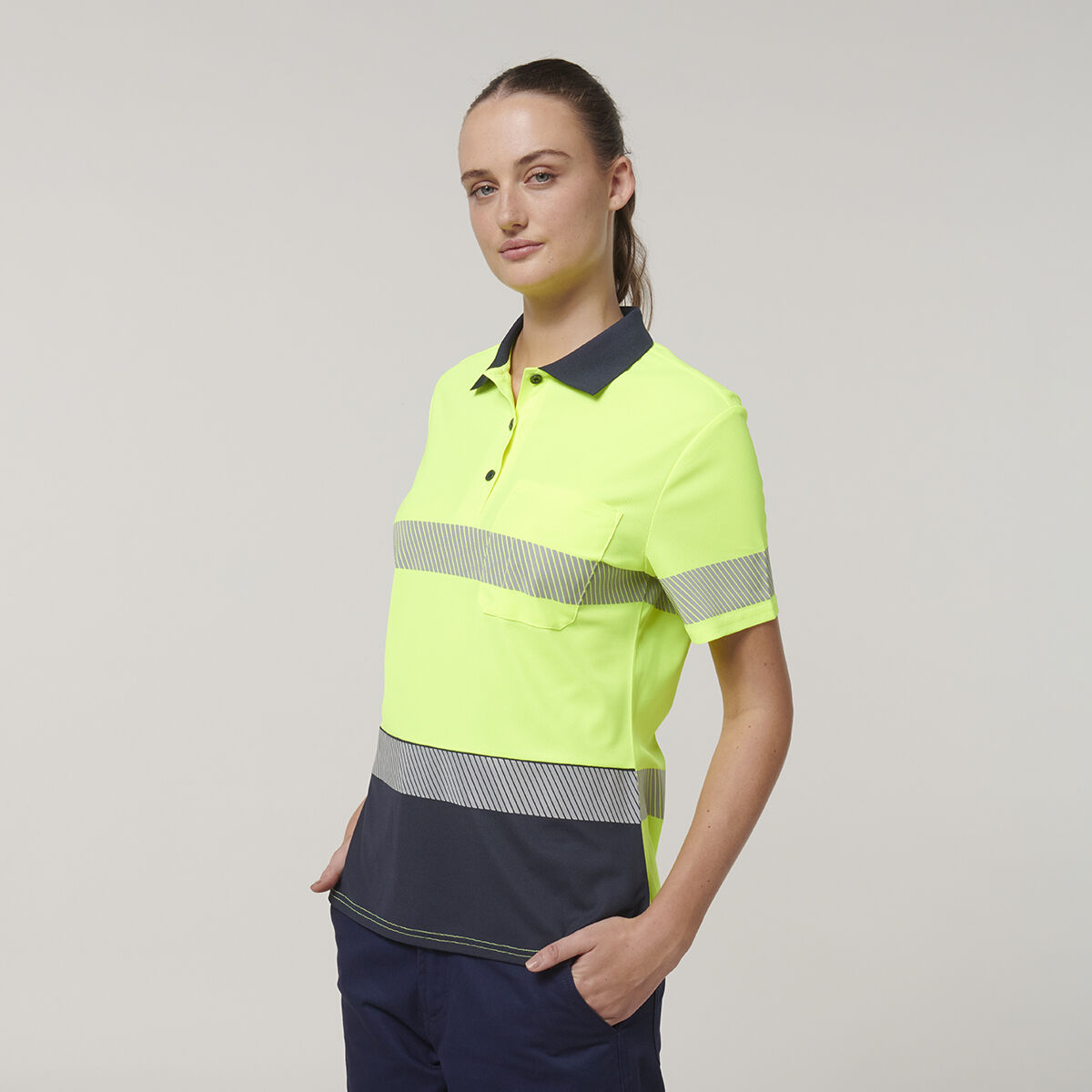 Womens Short Sleeve Hi Vis Taped Polo (Y08602) | eBay
