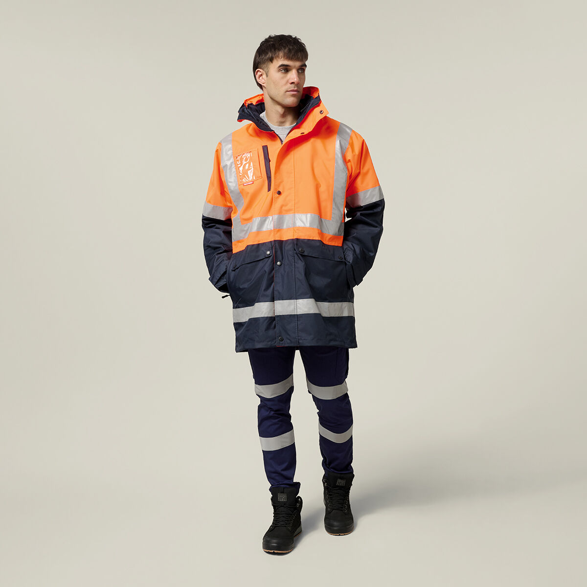 Hi-Vis 4-In-1 Taped Wet Weather Jacket | Hard Yakka Australia