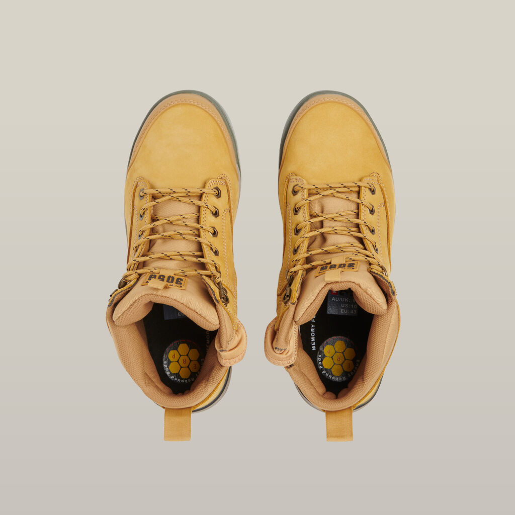3056 Lace Up & Side Zip Steel Toe Safety Boot - Wheat