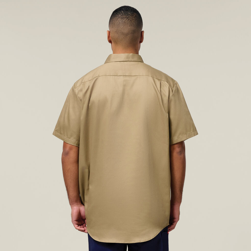Short Sleeve Closed Front Cotton Drill Work Shirt