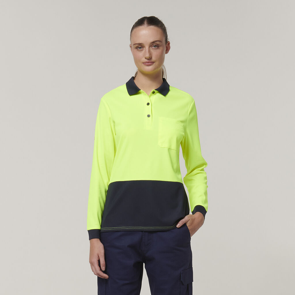 Womens Long Sleeve Hi Vis Polo 