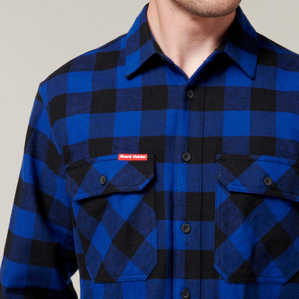 Long Sleeve Check Flannel Cotton Work Shirt
