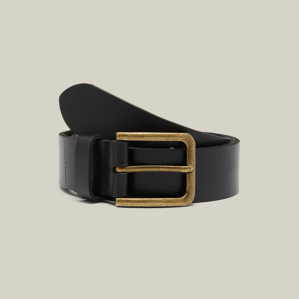 Embossed Leather & Brass Buckle Belt