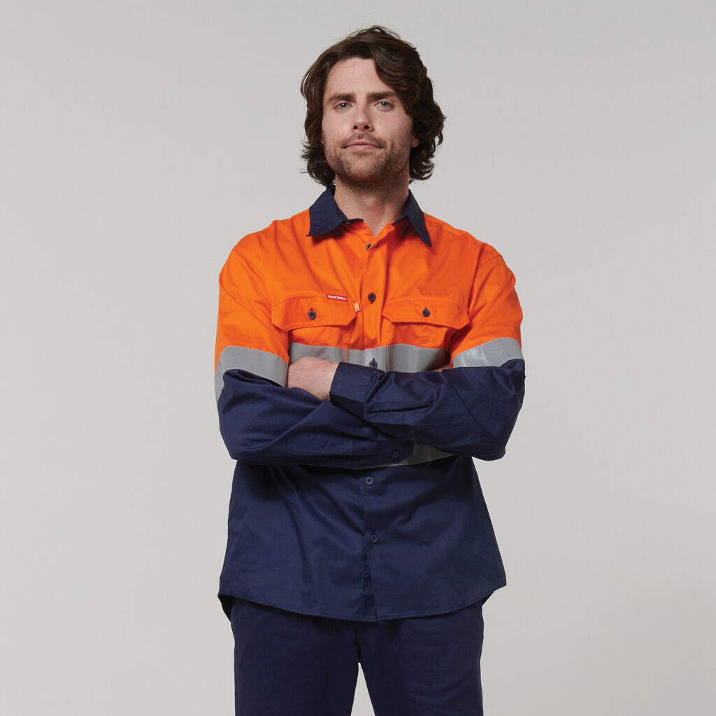 Core Hi-Vis Long Sleeve 2 Tone Taped Vented Cotton Shirt