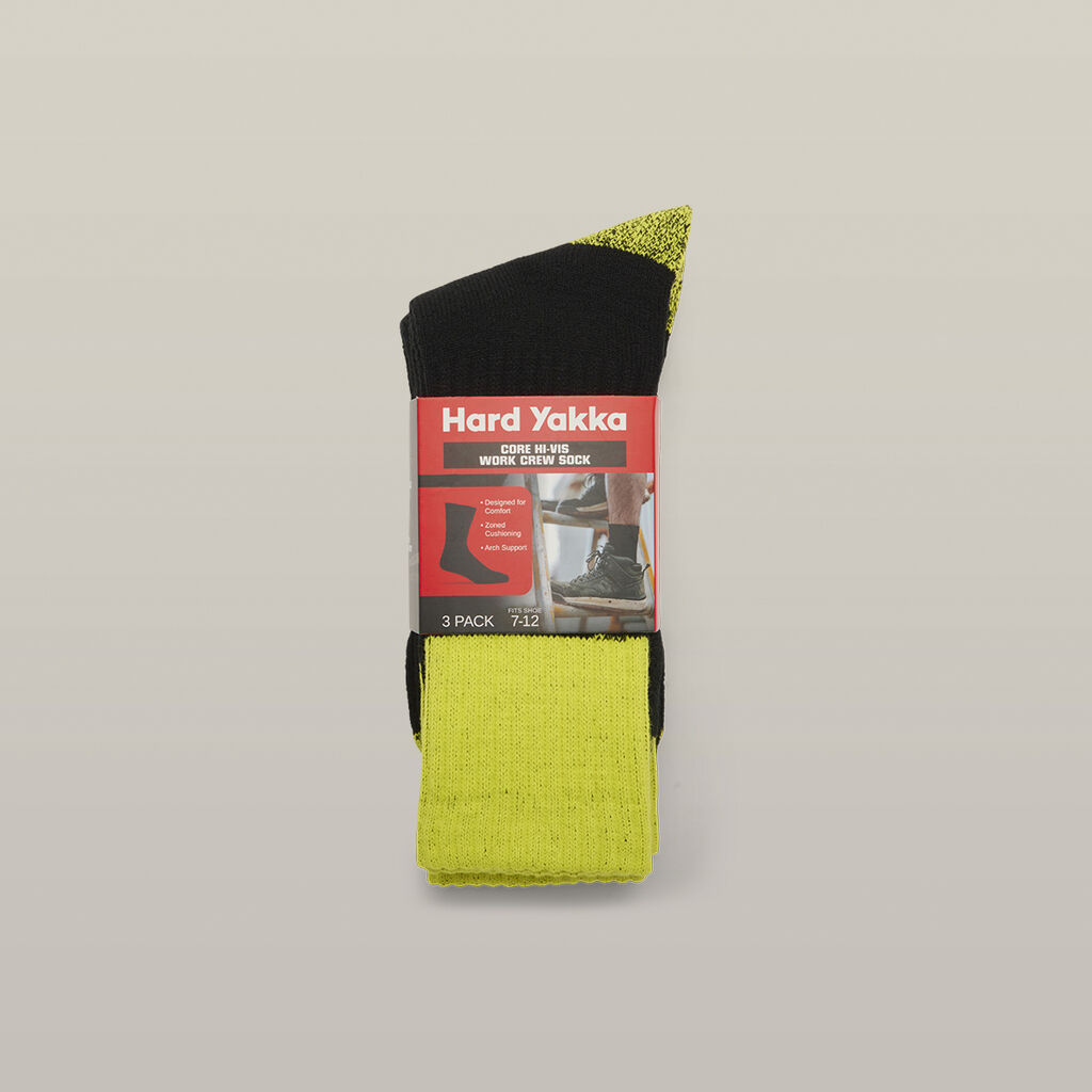 Core Hi Vis Work Crew Sock - 3 Pack