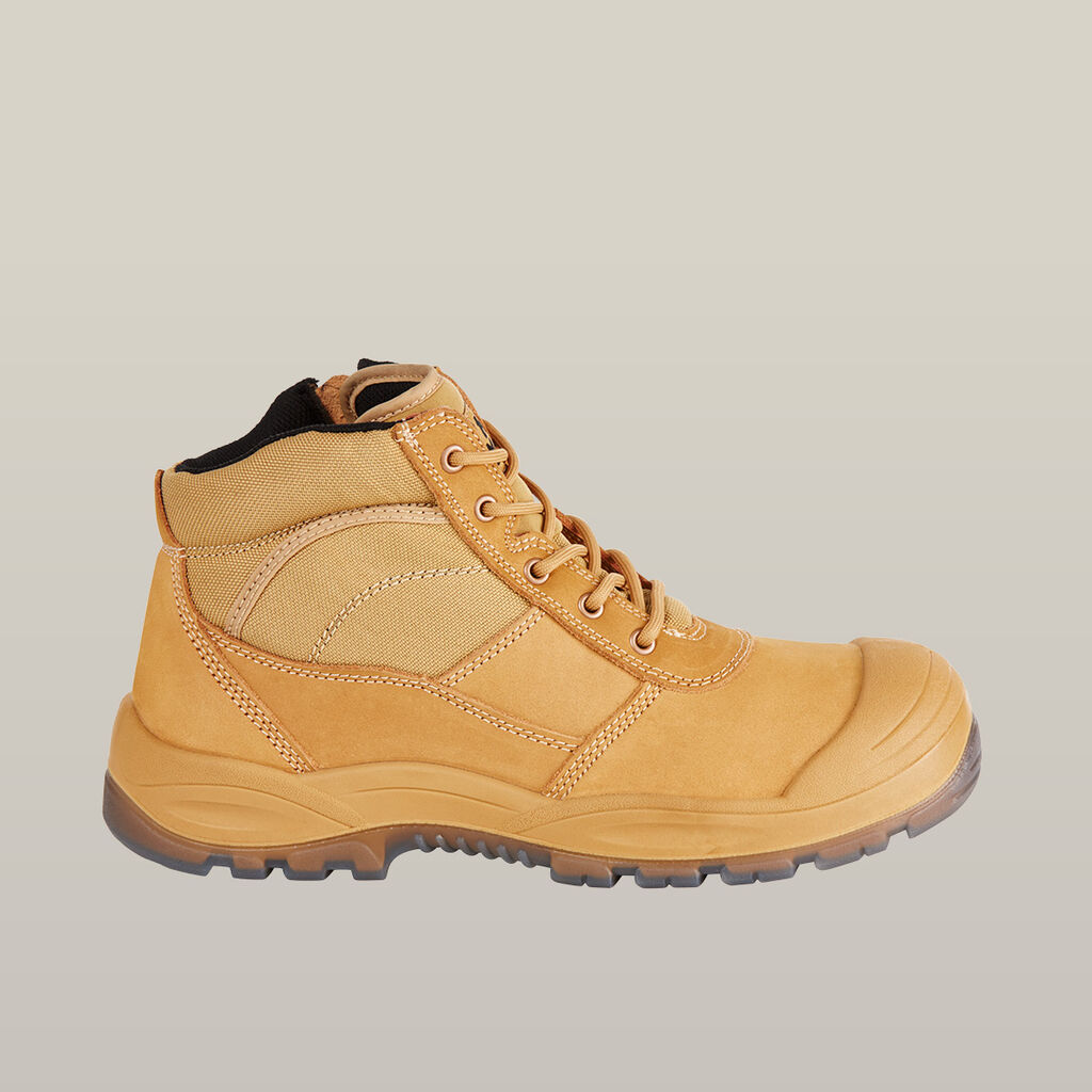Utility Zip Sided Steel Toe Safety Boot - Wheat
