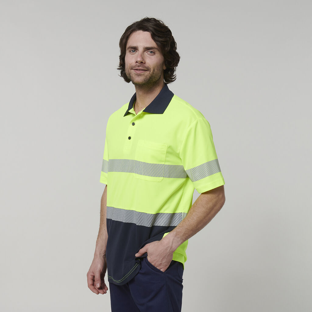 Mens Short Sleeve Hi Vis Taped Polo 