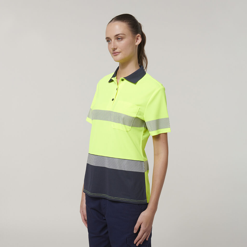 Womens  Short Sleeve Hi Vis Taped Polo 