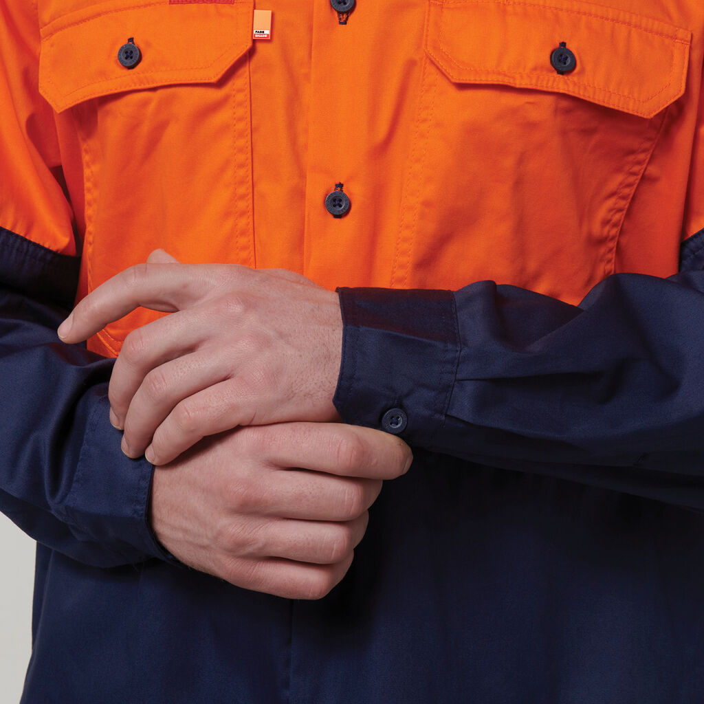 Core Hi-Vis Long Sleeve 2 Tone Vented Cotton Shirt