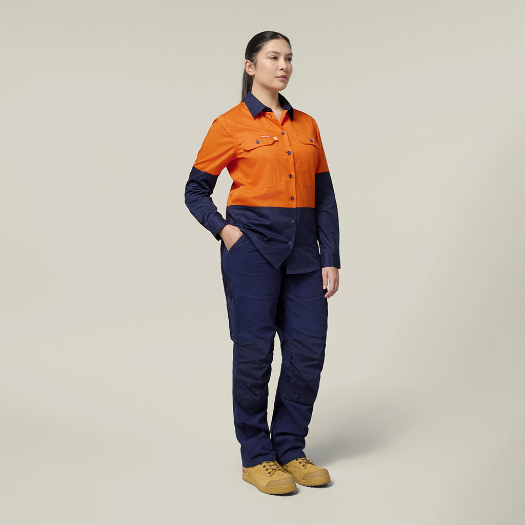 Womens Long Sleeve  Hi Vis 2 Tone Vented Shirt