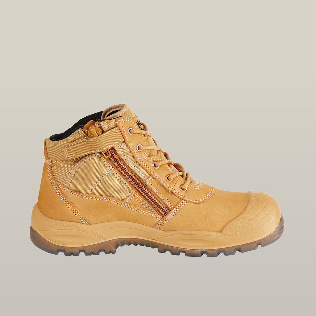 Utility Zip Sided Steel Toe Safety Boot - Wheat