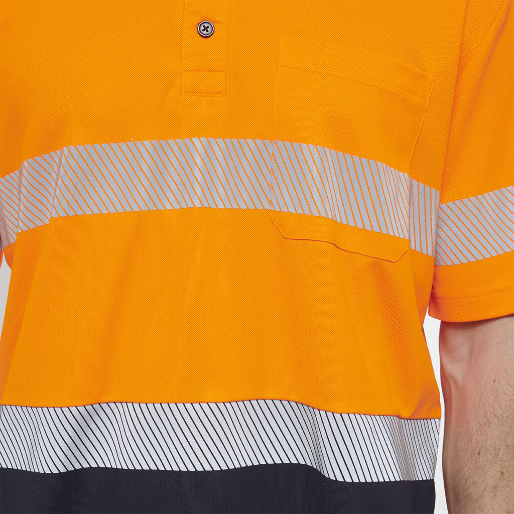 Mens Short Sleeve Hi Vis Taped Polo 