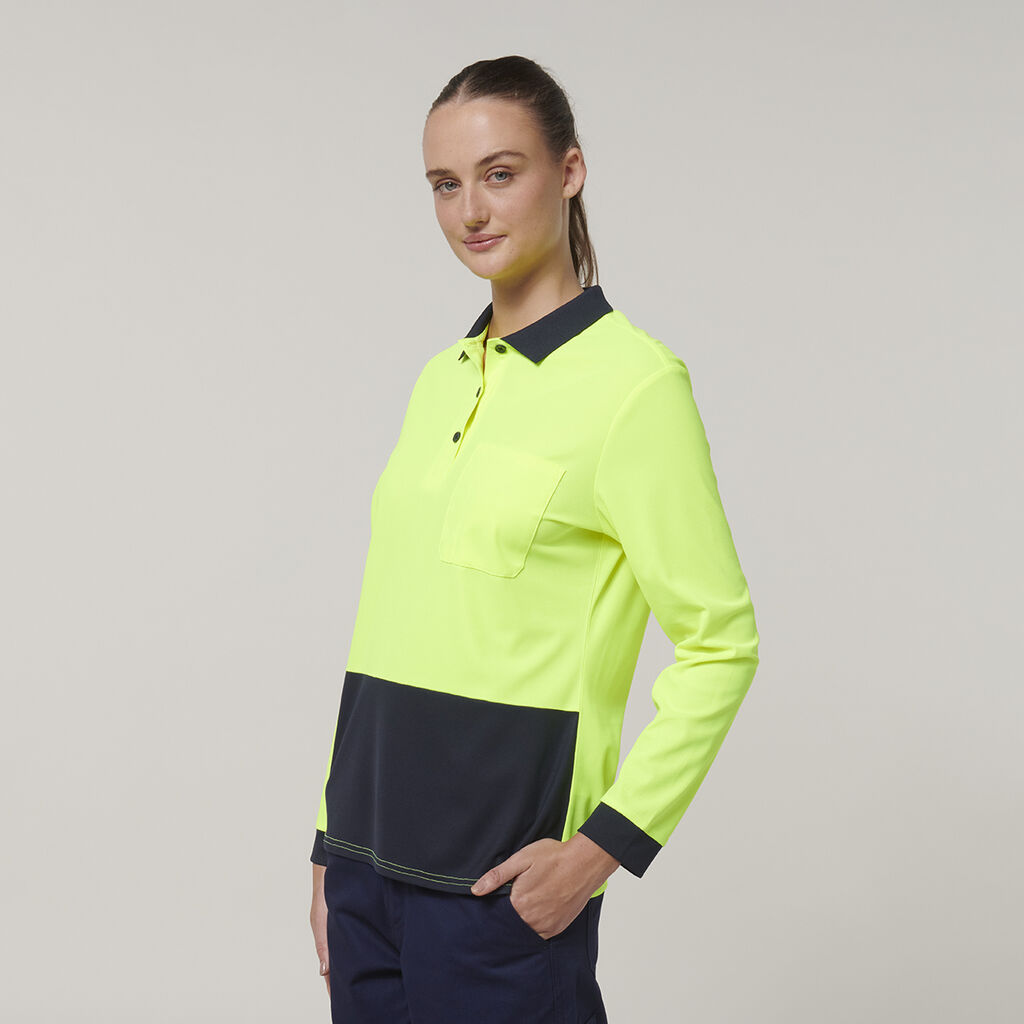 Womens Long Sleeve Hi Vis Polo 