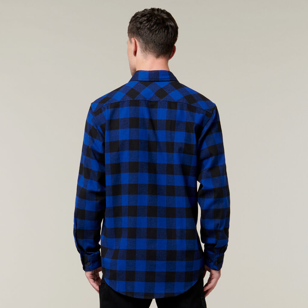 Long Sleeve Check Flannel Cotton Work Shirt