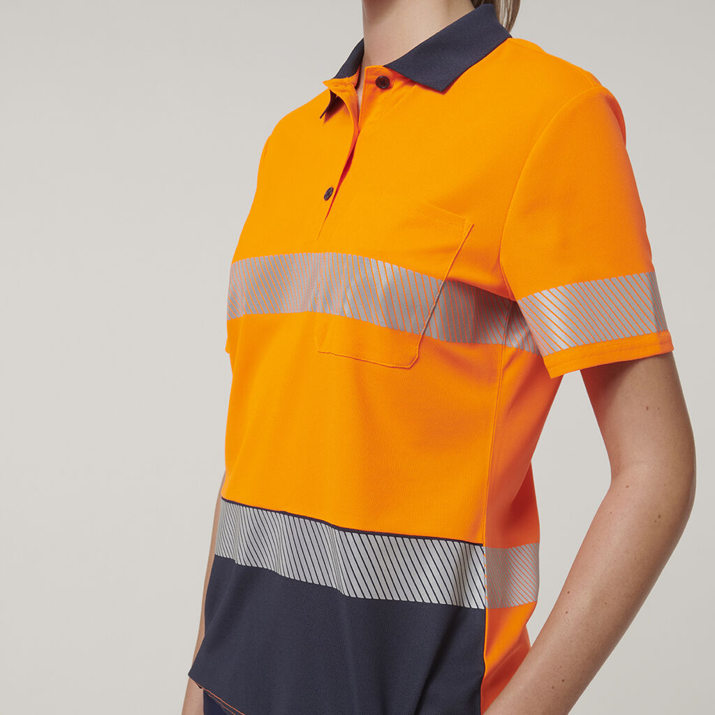 Womens  Short Sleeve Hi Vis Taped Polo 