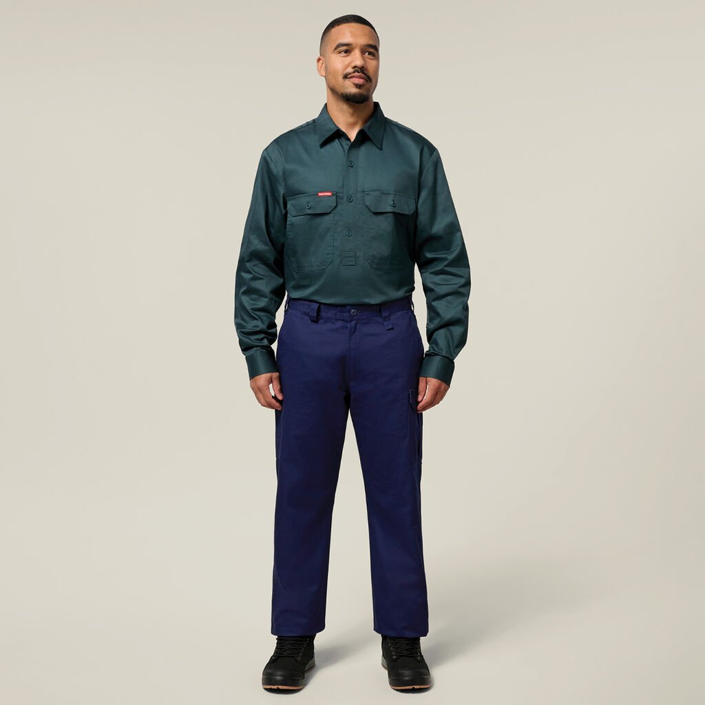 Long Sleeve Closed Front Cotton Drill Work Shirt