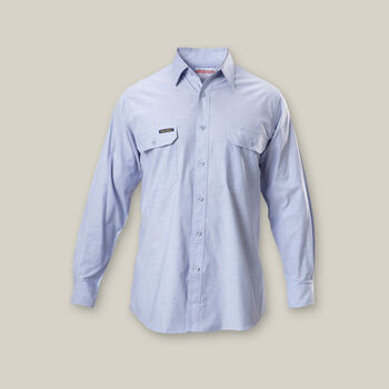 Long Sleeve Chambray Open Front Cotton Work Shirt