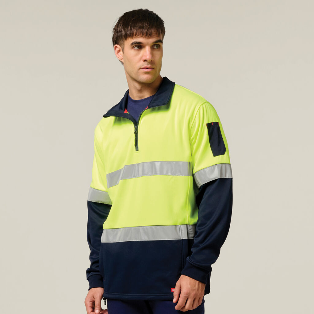 Hi-Vis 2 Tone 1/4 Zip Brushed Taped Fleece Jumper