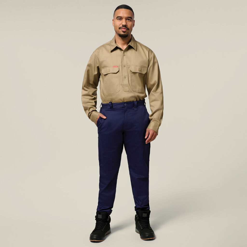 Long Sleeve Closed Front Cotton Drill Work Shirt