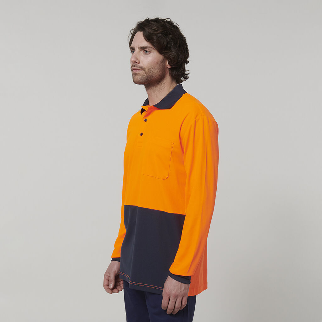 Mens Long Sleeve Hi Vis Polo