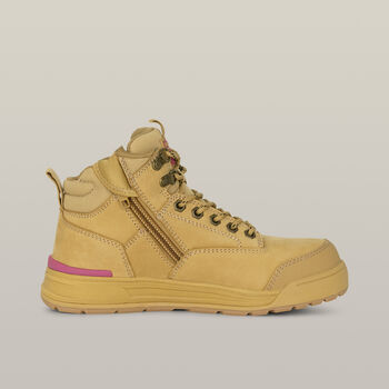 Women's 3056 Lace Up & Side Zip Safety Boot - Wheat