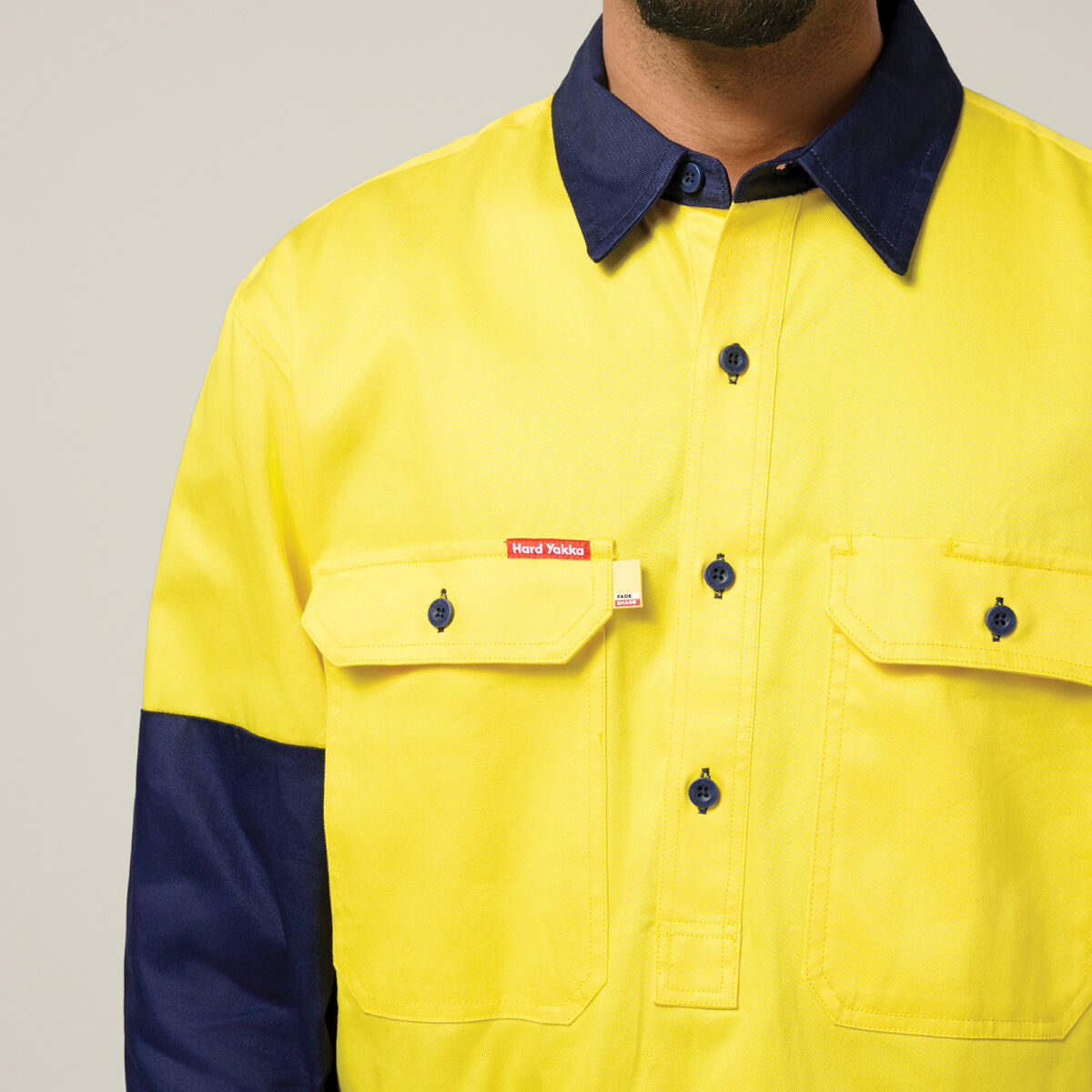 Hi Vis 2Tone Closed Front Long Sleeve Shirt with Gusset