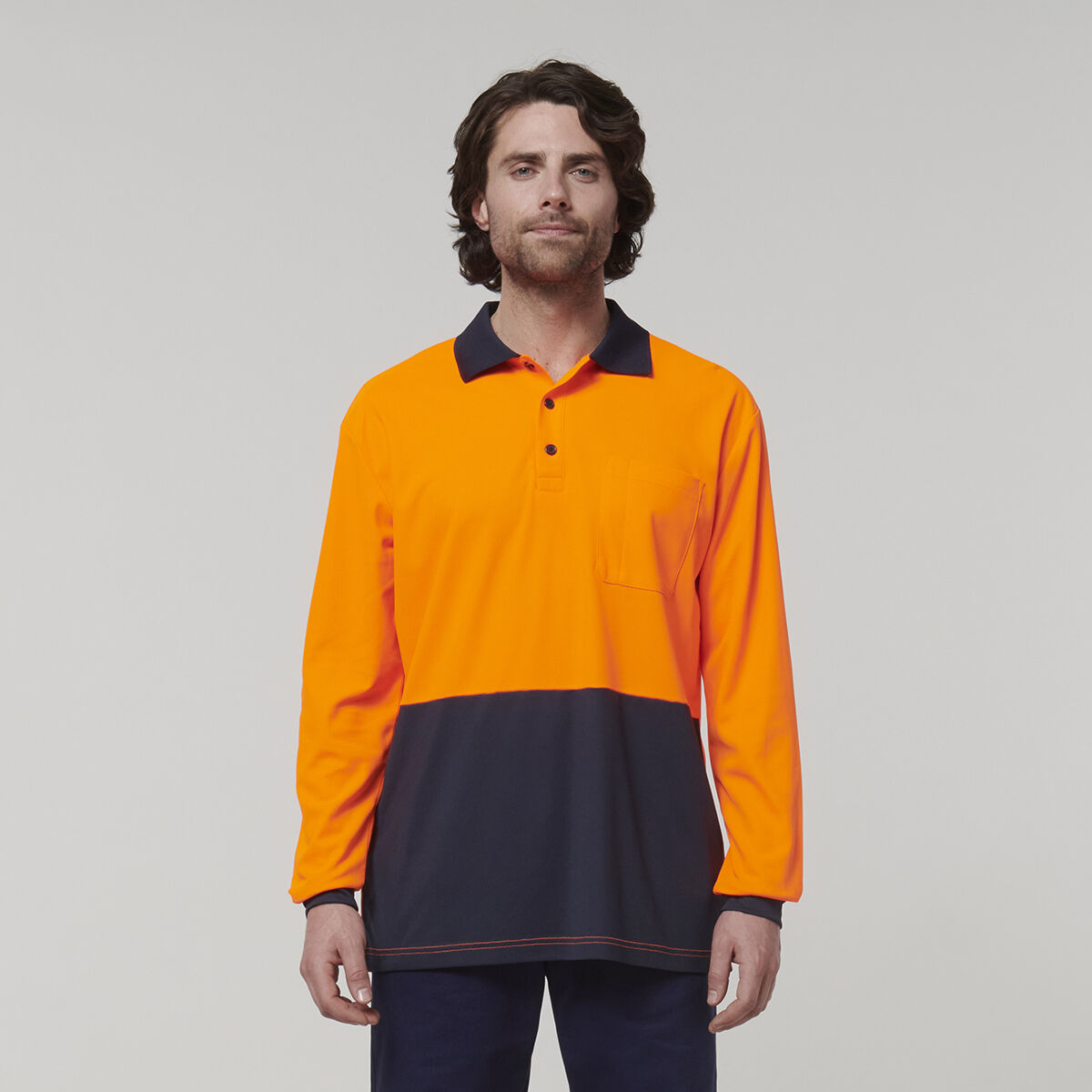 Mens Long Sleeve Hi Vis Polo | Hard Yakka Australia