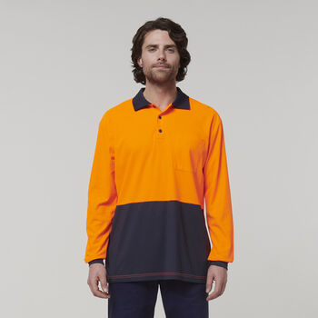 Mens Long Sleeve Hi Vis Polo