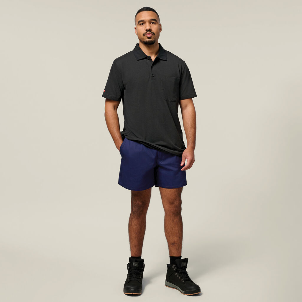 Relaxed Fit Cotton Drill Short With Side Tabs