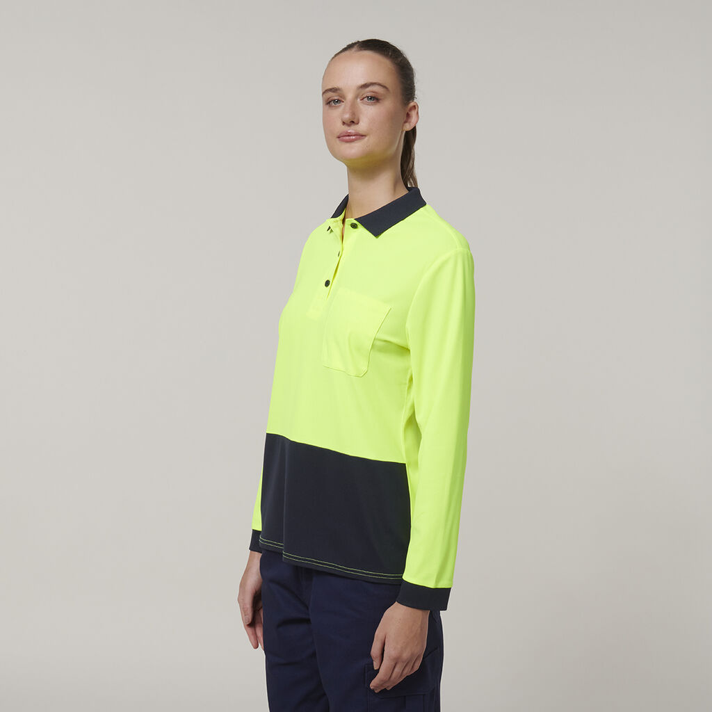 Womens Long Sleeve Hi Vis Polo 