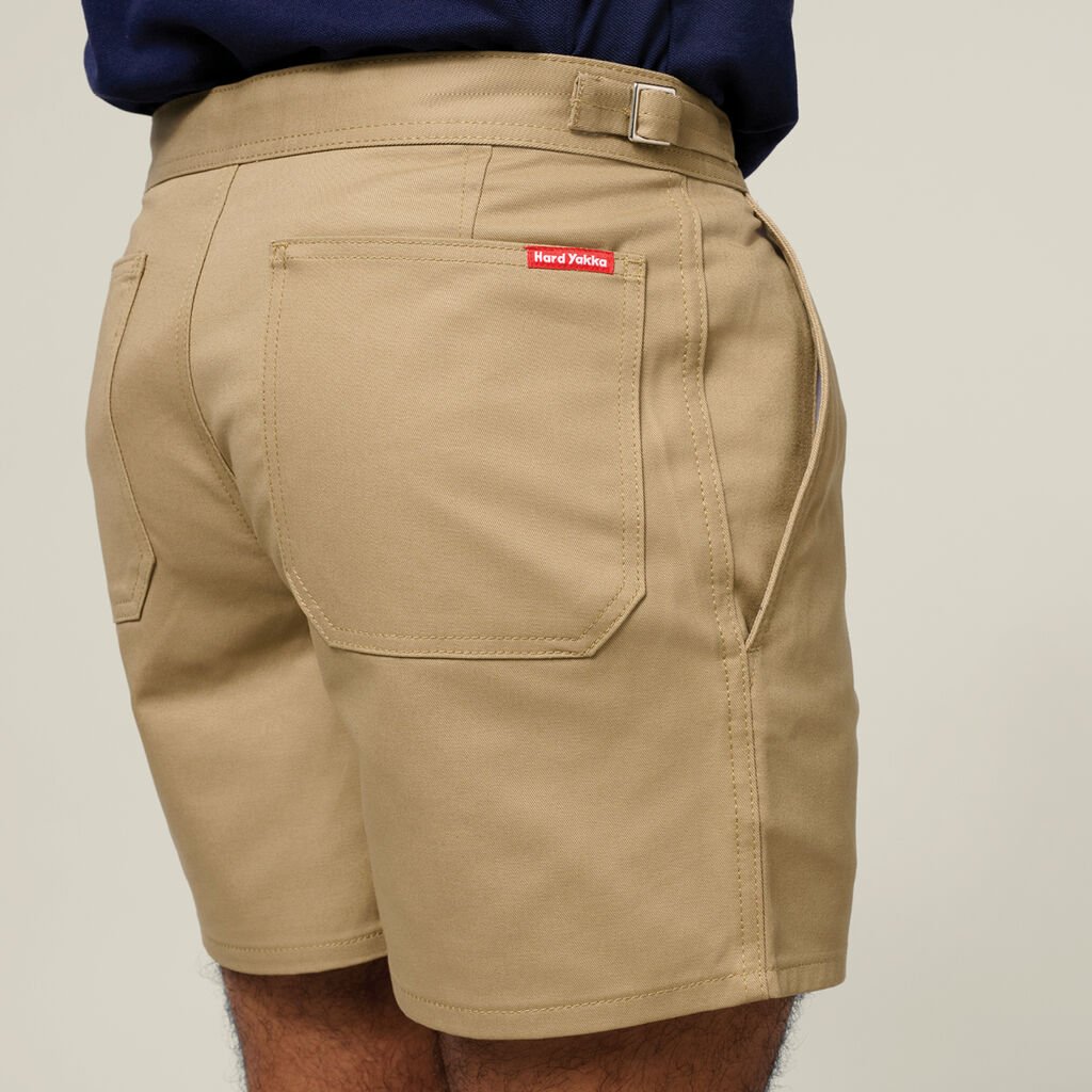 Relaxed Fit Cotton Drill Short With Side Tabs
