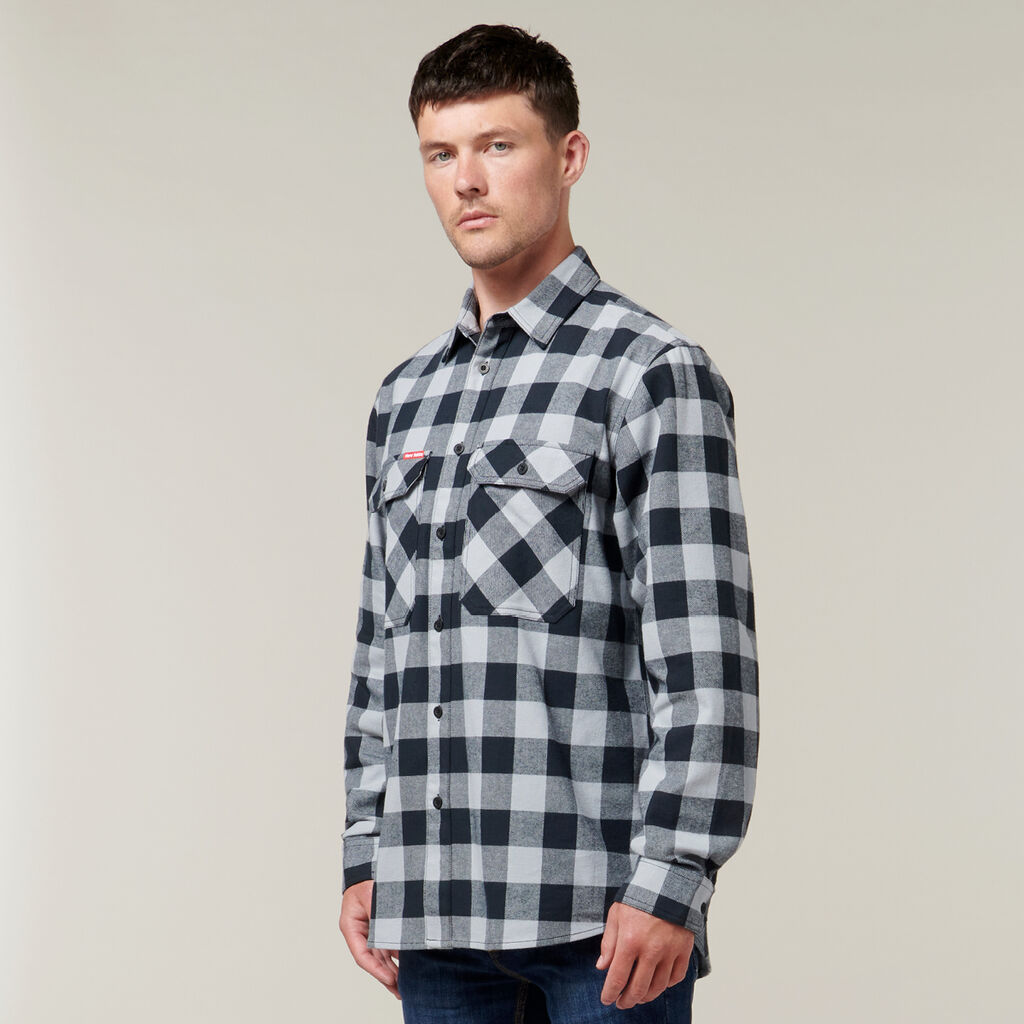 Long Sleeve Check Flannel Cotton Work Shirt