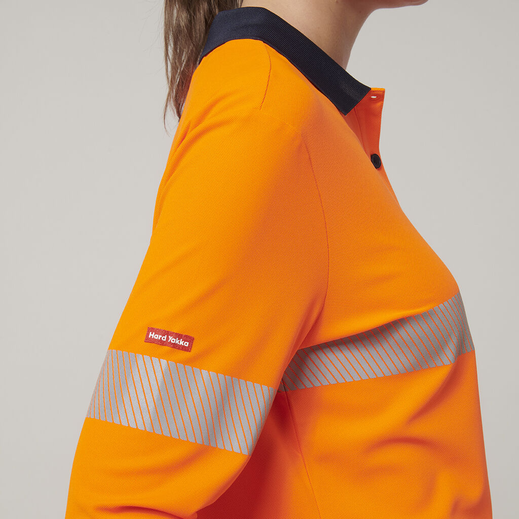 Womens  Long Sleeve Hi Vis Taped Polo 