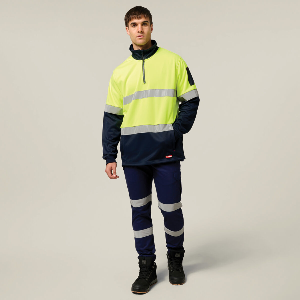 Hi Vis 2Tone 1/4 Zip Brushed Fleece Jumper With Tape | HY