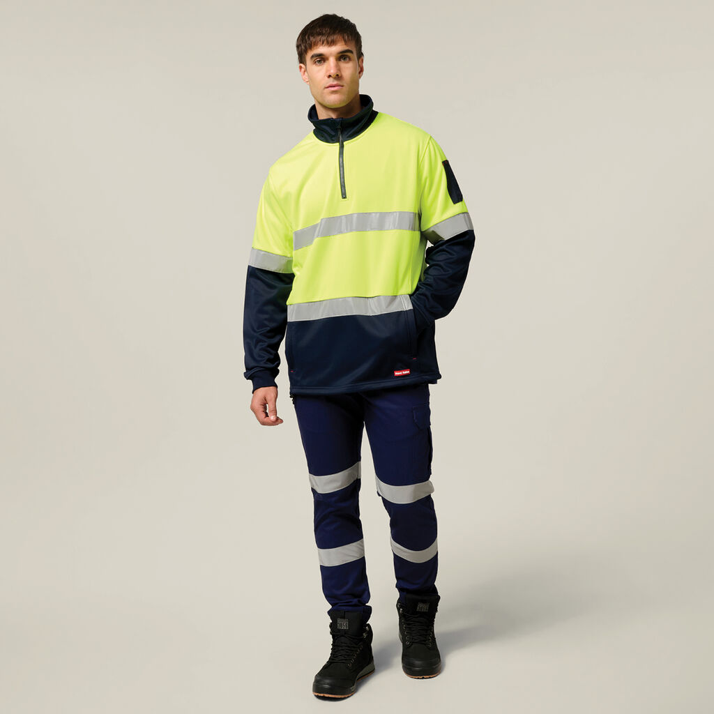 Hi-Vis 2 Tone 1/4 Zip Brushed Taped Fleece Jumper