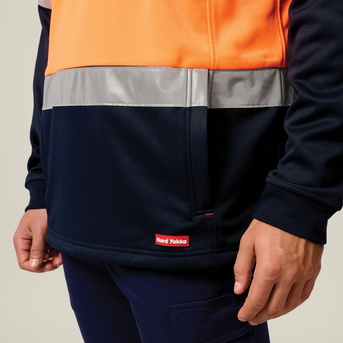 YUNページ Hi Vis 2Tone 1/4 Zip Brushed Fleece Jumper With Tape | HY