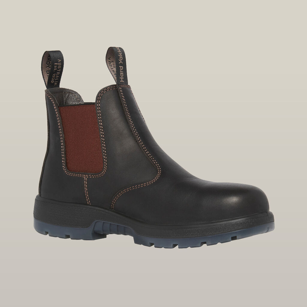 OUTBACK PULL ON STEEL TOE PR SAFETY BOOT - BROWN