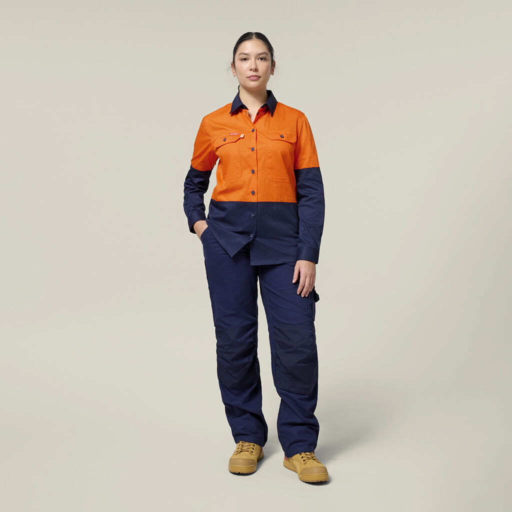 Womens Long Sleeve  Hi Vis 2 Tone Vented Shirt
