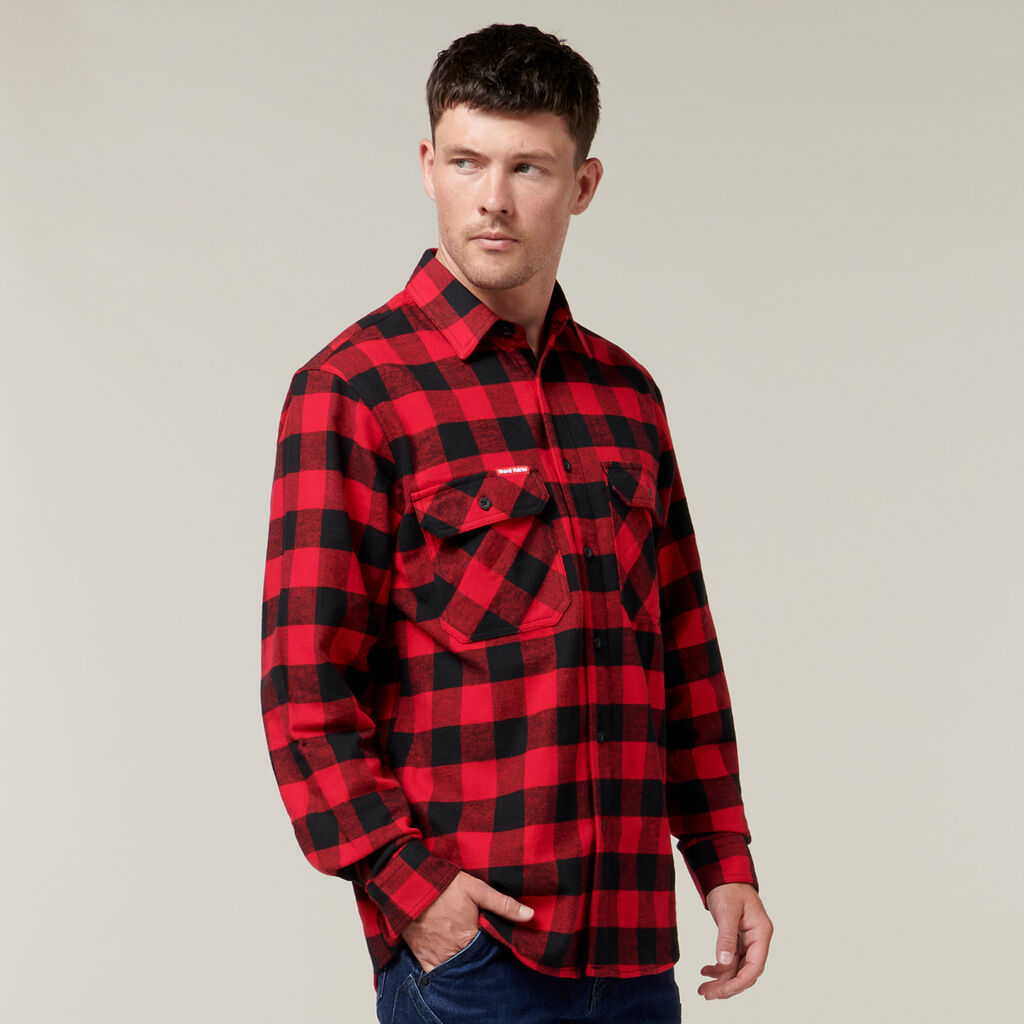 Long Sleeve Check Flannel Cotton Work Shirt