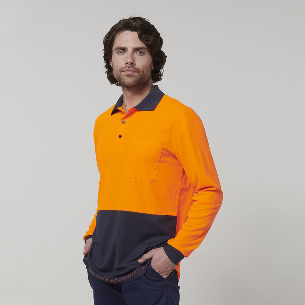 Mens Long Sleeve Hi Vis Polo