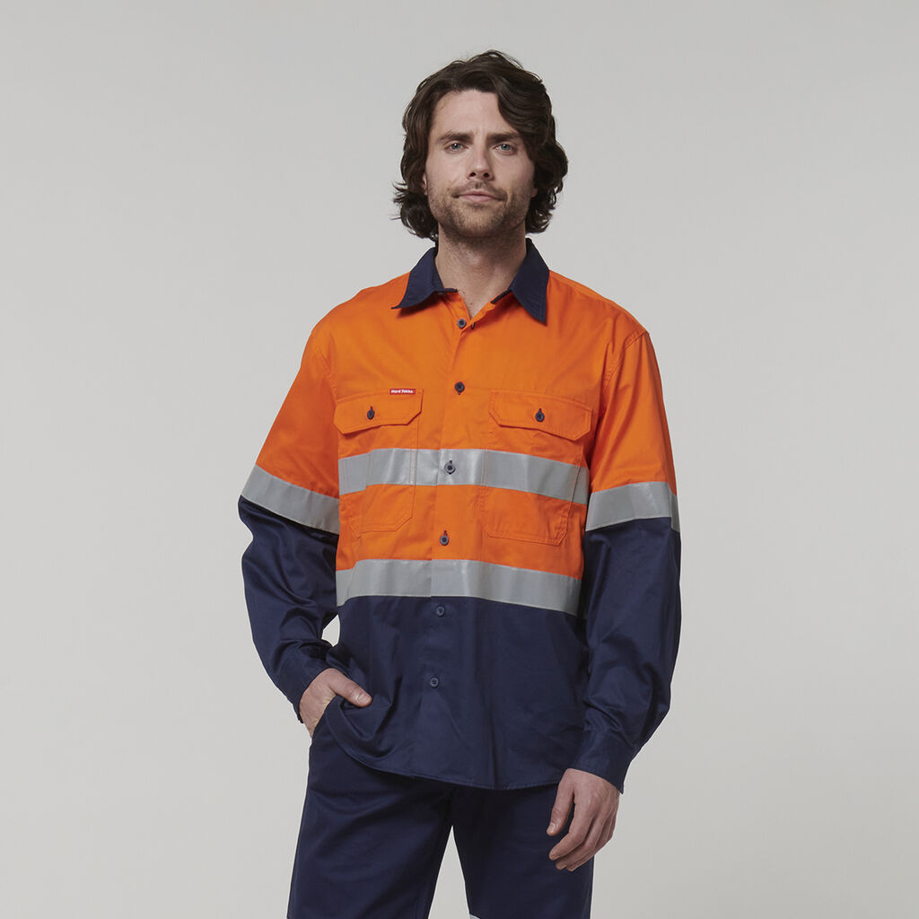 Core Hi-Vis Long Sleeve 2 Tone Taped Vented Cotton Shirt