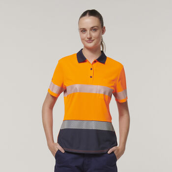 Womens  Short Sleeve Hi Vis Taped Polo 