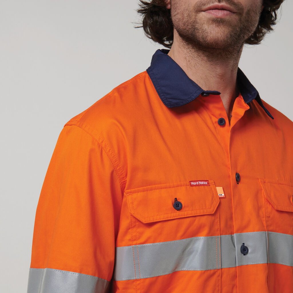 Core Hi-Vis Long Sleeve 2 Tone Taped Vented Cotton Shirt